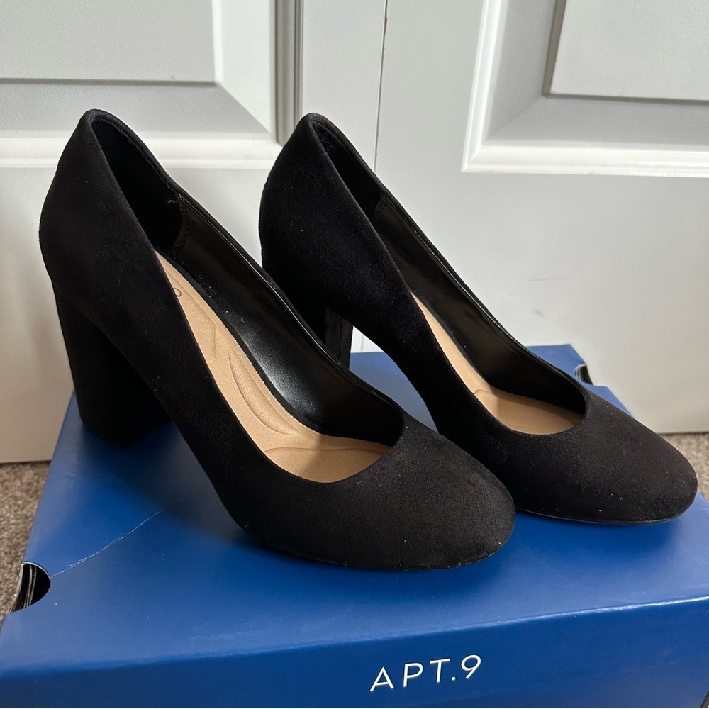 Apt. 9 Faux Suede Black Chunky Heels